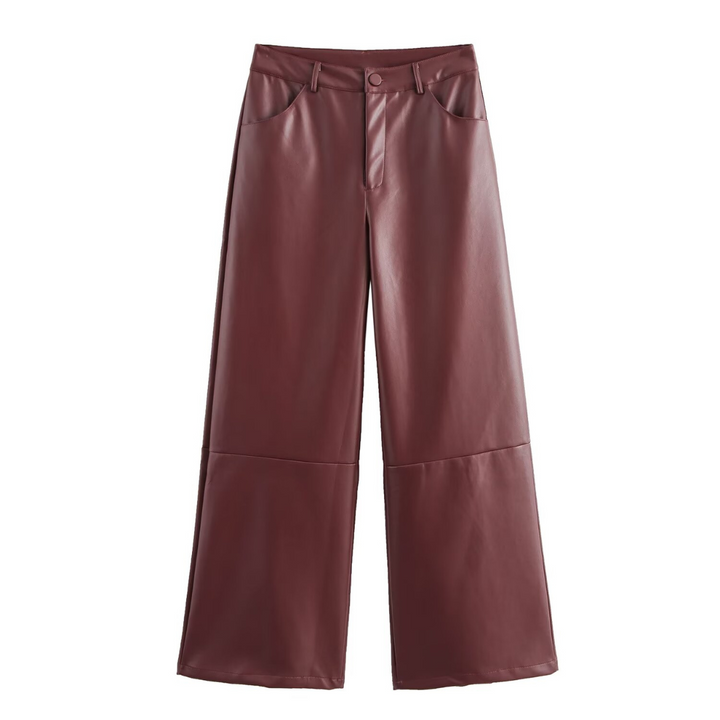 Pantalones de cuero burdeos