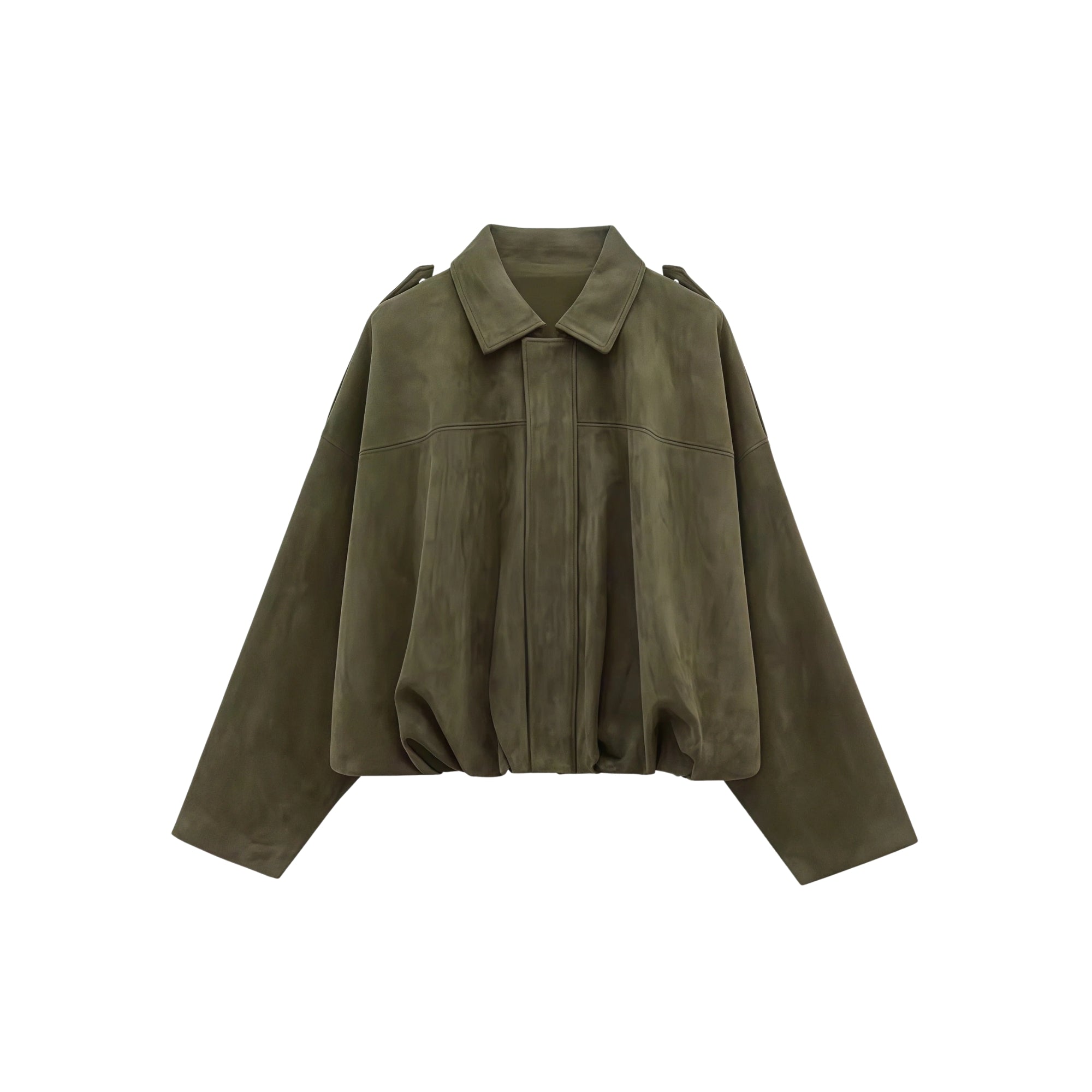 Olive Nomad Jacket - suede look