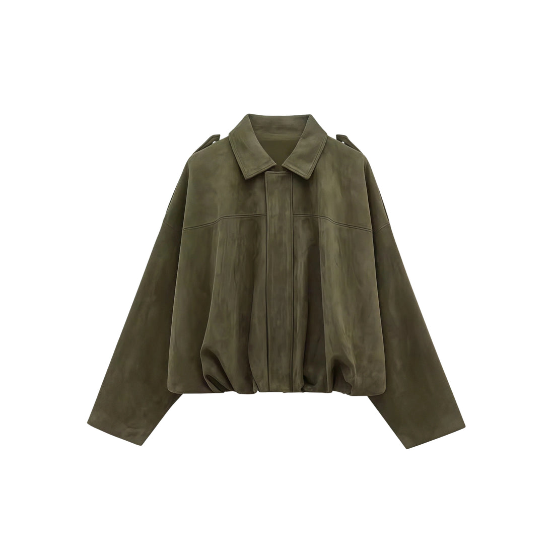 Olive Nomad Jacket - Wildleder Look