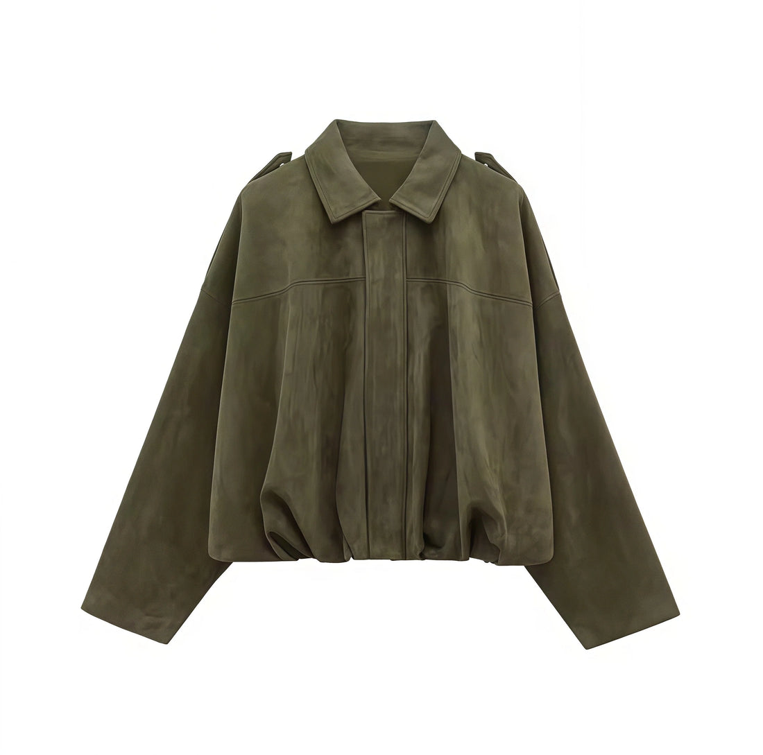 Olive Nomad Jacket - Wildleder Look