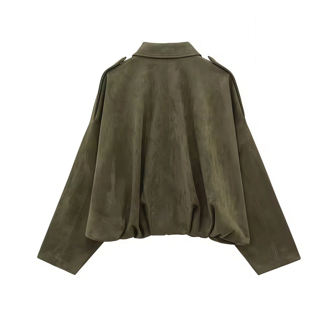 Olive Nomad Jacket - Wildleder Look