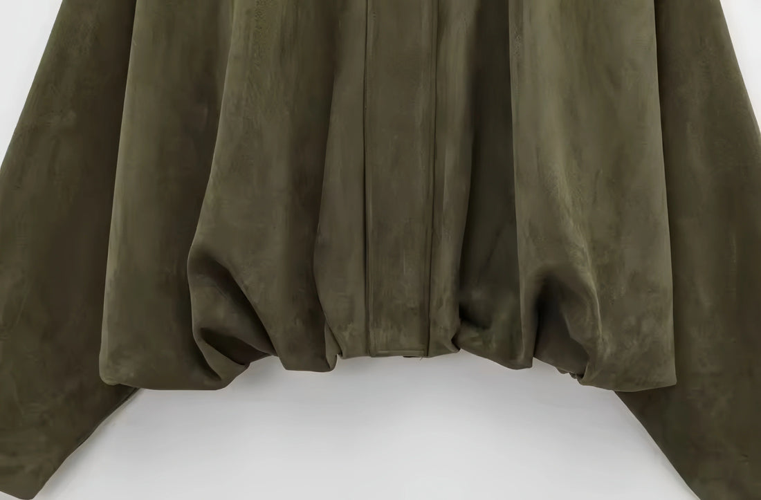 Olive Nomad Jacket - Wildleder Look