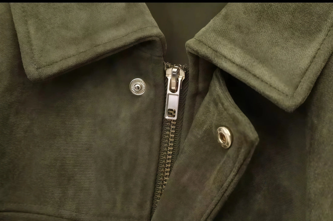 Olive Nomad Jacket - Wildleder Look