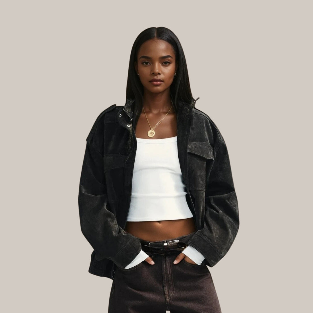 Suede Jacket - Wildleder Look